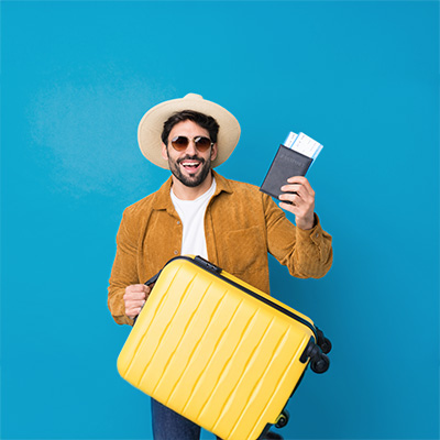 Person on vacation, representing travel